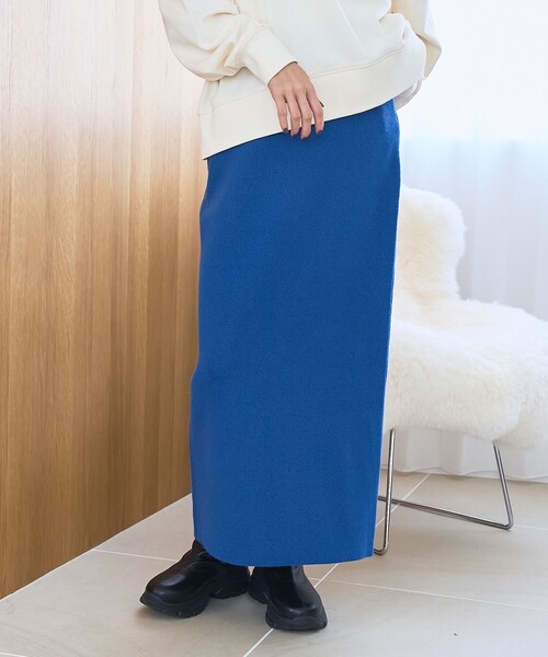 coen（コーエン）の「ソウバリニットナロースカート（スカート・レディース・ダークグレー/ロイヤルブルー/ブラック/ブラウン・M/L）」の4枚目の写真