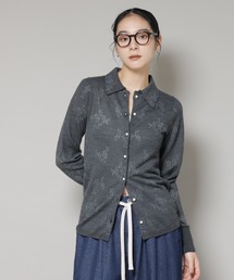 NANO universe（ナノユニバース）の「レースジャカード長袖ポロカーディガン（カーディガン/ボレロ）」