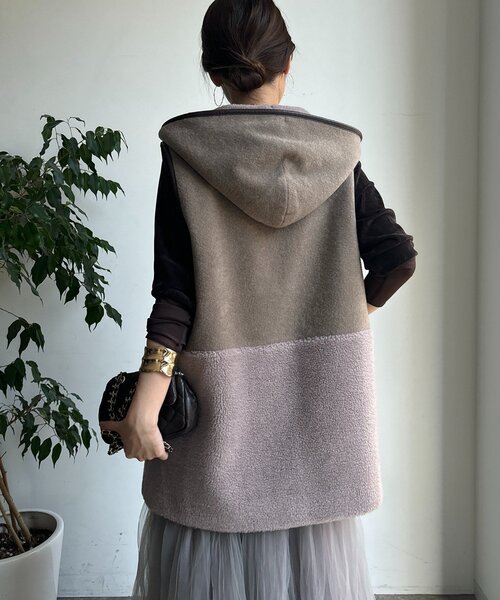 DOUDOU (ドゥドゥ) ボア切替フーディーベスト DouDou（ドゥドゥ）の「【WEB限定】ボア切替フーディーベスト（ベスト