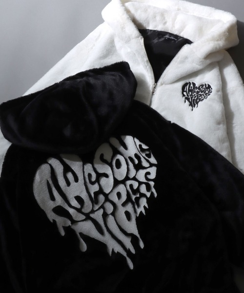 セール】Cross ＆ Heart Logo Fur Zip Hoodie/クロスロゴ ハートロゴ