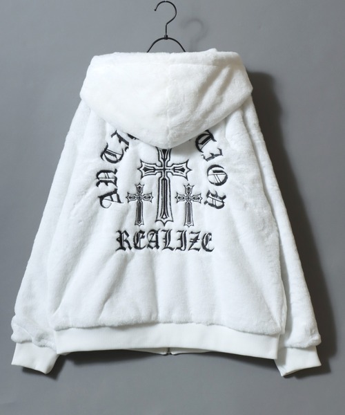 セール】Cross ＆ Heart Logo Fur Zip Hoodie/クロスロゴ ハートロゴ