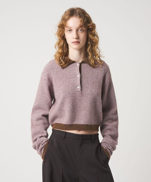 6（ロク）の「＜6(ROKU)＞アルパカウールナイロン ポロニット（ニット/セーター・レディース・ピンク/ライトブルー・FREE）」の15枚目の写真