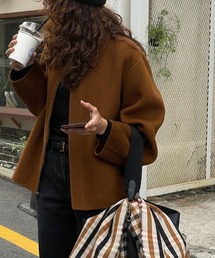 emi+（エミプラス）の「ショート丈ジップアップメルトンコート（その他アウター）」