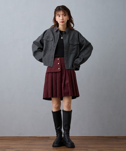 NICOLE CLUB（ニコル　クラブ）の「ケーブルコンパクトニット（ニット/セーター・レディース・ボルドー/オフホワイト/ブラック/サックスブルー・FREE）」の8枚目の写真