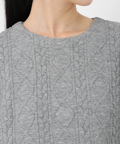 STRAWBERRY-FIELDS（ストロベリーフィールズ）の「ケーブルジャージⅡ_ケーブルジャージワンピース（ワンピース・レディース・ブラック/杢グレー/キナリ・2）」の6枚目の写真