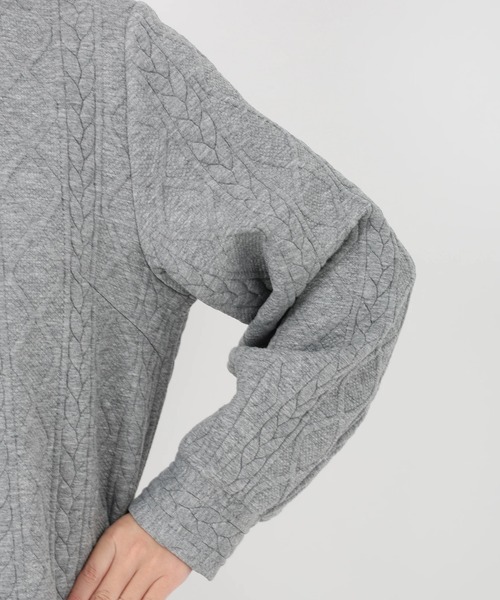 STRAWBERRY-FIELDS（ストロベリーフィールズ）の「ケーブルジャージⅡ_ケーブルジャージワンピース（ワンピース・レディース・ブラック/杢グレー/キナリ・2）」の8枚目の写真