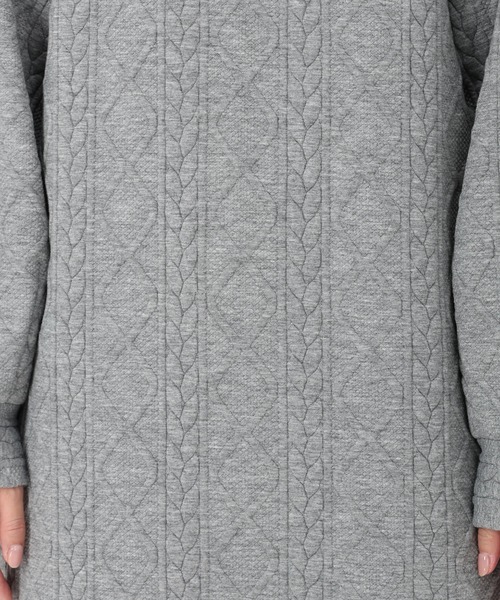 STRAWBERRY-FIELDS（ストロベリーフィールズ）の「ケーブルジャージⅡ_ケーブルジャージワンピース（ワンピース・レディース・ブラック/杢グレー/キナリ・2）」の9枚目の写真