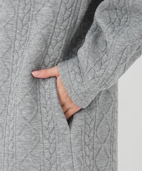 STRAWBERRY-FIELDS（ストロベリーフィールズ）の「ケーブルジャージⅡ_ケーブルジャージワンピース（ワンピース・レディース・ブラック/杢グレー/キナリ・2）」の10枚目の写真