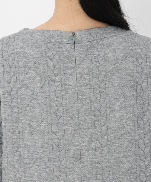 STRAWBERRY-FIELDS（ストロベリーフィールズ）の「ケーブルジャージⅡ_ケーブルジャージワンピース（ワンピース・レディース・ブラック/杢グレー/キナリ・2）」の7枚目の写真