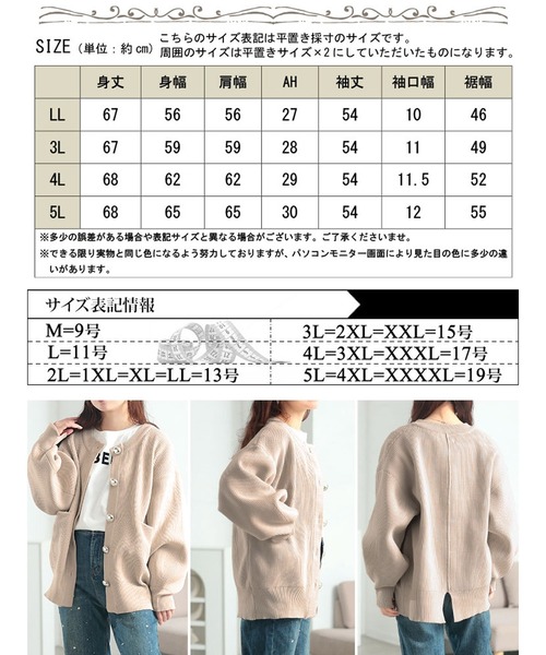 GOLDJAPAN（ゴールドジャパン）の「ビッグボタン畦編みニットカーディガン【大きいサイズ対応】（カーディガン/ボレロ・レディース・チャコール/ブラック/アイボリー・5L/4L/3L/LL）」の20枚目の写真