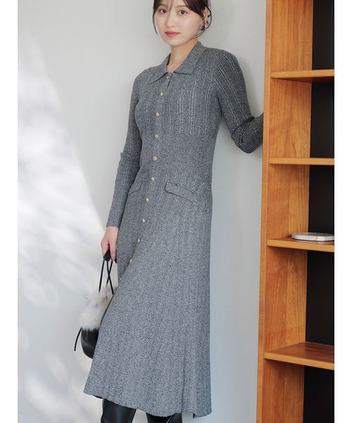 SNIDEL（スナイデル）の「フロントボタンニットワンピース（ワンピース・レディース・ベージュ/マルチ/ライトピンク・F）」の4枚目の写真