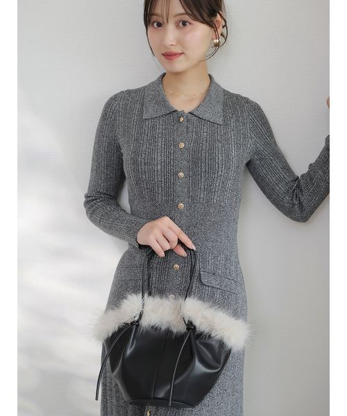 SNIDEL（スナイデル）の「フロントボタンニットワンピース（ワンピース・レディース・ベージュ/マルチ/ライトピンク・F）」の6枚目の写真