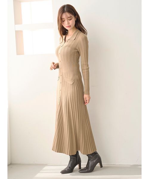 SNIDEL（スナイデル）の「フロントボタンニットワンピース（ワンピース・レディース・ベージュ/マルチ/ライトピンク・F）」の8枚目の写真