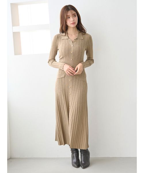 SNIDEL（スナイデル）の「フロントボタンニットワンピース（ワンピース・レディース・ベージュ/マルチ/ライトピンク・F）」の13枚目の写真