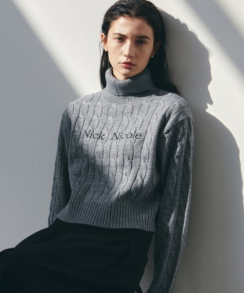 NICOLE RIBBED TURTLENECK KNIT_GRAY（ニット/セーター）｜NICK&NICOLE