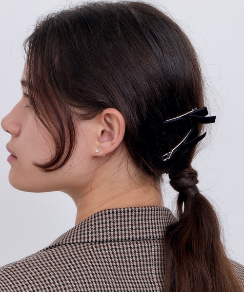 セール】ベロアリボンクリップ 2個セット（バレッタ/ヘアクリップ