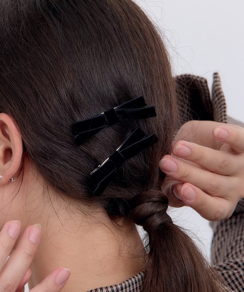 2まで　●ヘアリボン　専用 ヘアクリップ ベロア リボン 2個セット – OSEWAYAオンラインストア
