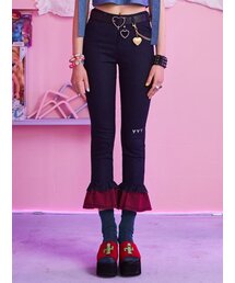 VVV（ブイブイブイ）の「ゴールドハートチェーンフリルパンツ（スラックス）」