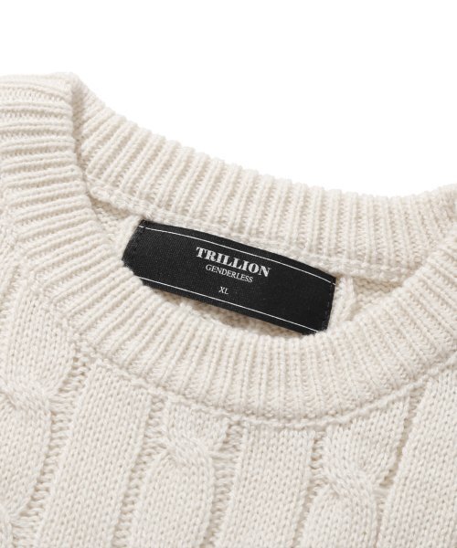 TRILLION（トリリオン）の「ウォッシャブルボート刺繍ケーブルクルーネックニット（アイボリー）（ニット/セーター・レディース・その他・X-LARGE/MEDIUM/LARGE）」の4枚目の写真