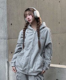 ラインスタッズロゴフーディー