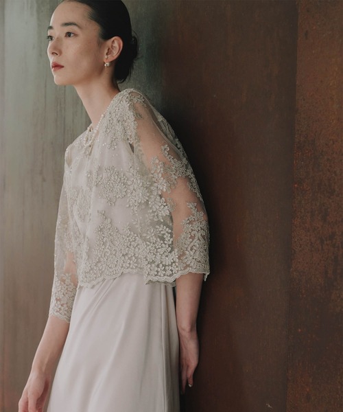 kaene（カエン）の「シャイニーレースレイヤードドレス[eneak]（ドレス・レディース・ネイビー/ブラック/グレイッシュベージュ・S/M/L）」の3枚目の写真