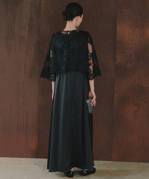 kaene（カエン）の「シャイニーレースレイヤードドレス[eneak]（ドレス・レディース・ネイビー/ブラック/グレイッシュベージュ・S/M/L）」の15枚目の写真