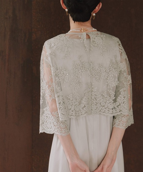 kaene（カエン）の「シャイニーレースレイヤードドレス[eneak]（ドレス・レディース・ネイビー/ブラック/グレイッシュベージュ・S/M/L）」の21枚目の写真