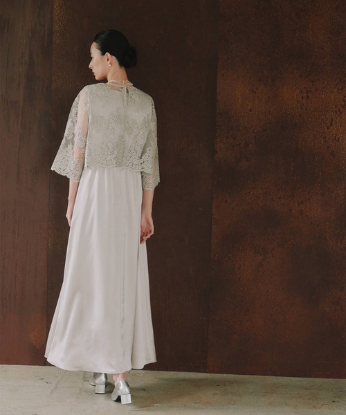 kaene（カエン）の「シャイニーレースレイヤードドレス[eneak]（ドレス・レディース・ネイビー/ブラック/グレイッシュベージュ・S/M/L）」の20枚目の写真