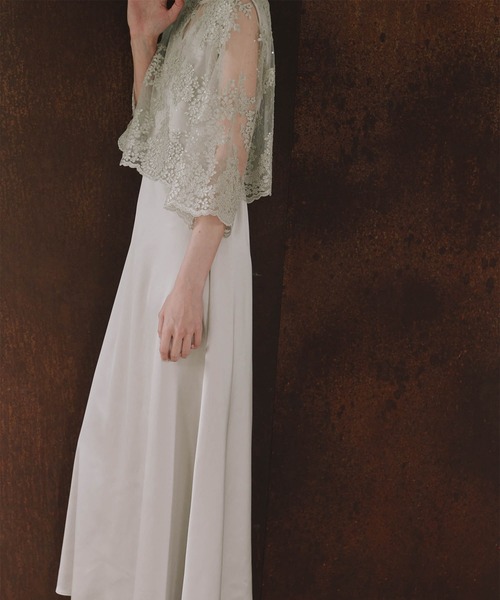 kaene（カエン）の「シャイニーレースレイヤードドレス[eneak]（ドレス・レディース・ネイビー/ブラック/グレイッシュベージュ・S/M/L）」の22枚目の写真