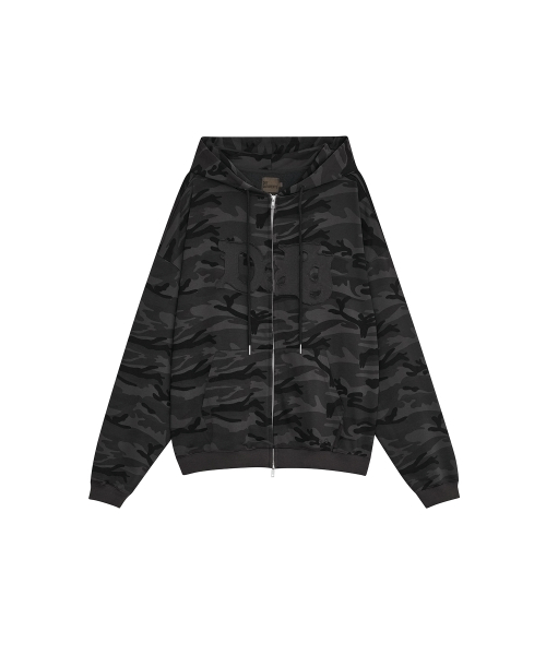 DEFGARMENTS（デフグラメンツ）の「CAMO LOGO HOOD ZIP UP [BLACK]（パーカー・レディース・その他・LARGE/SMALL）」の6枚目の写真