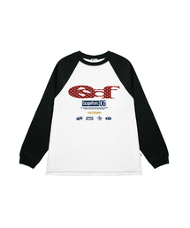 ESCAPEFROM（エスケープフロム）の「レッドドット ESCFロゴコラージュプリントロングスリーブ [3色]（Tシャツ/カットソー）」