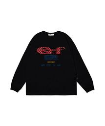 ESCAPEFROM（エスケープフロム）の「レッドドット ESCFロゴコラージュプリントロングスリーブ [3色]（Tシャツ/カットソー）」