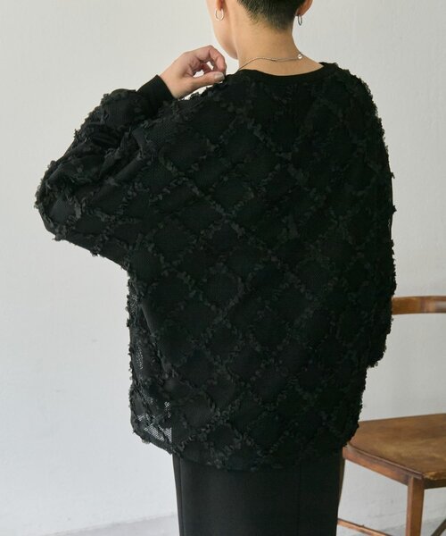 ear PAPILLONNER（イアパピヨネ）の「シアーレーススウェット【SUM1 STYLE】（Tシャツ/カットソー・レディース・ライトグレー/ブラック・FREE）」の6枚目の写真