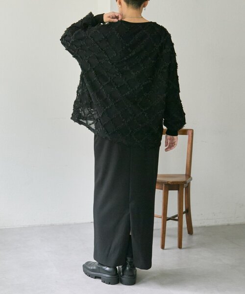 ear PAPILLONNER（イアパピヨネ）の「シアーレーススウェット【SUM1 STYLE】（Tシャツ/カットソー・レディース・ライトグレー/ブラック・FREE）」の10枚目の写真