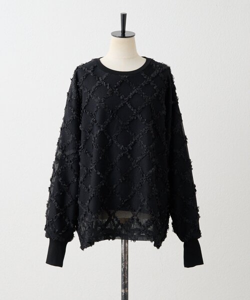 ear PAPILLONNER（イアパピヨネ）の「シアーレーススウェット【SUM1 STYLE】（Tシャツ/カットソー・レディース・ライトグレー/ブラック・FREE）」の12枚目の写真