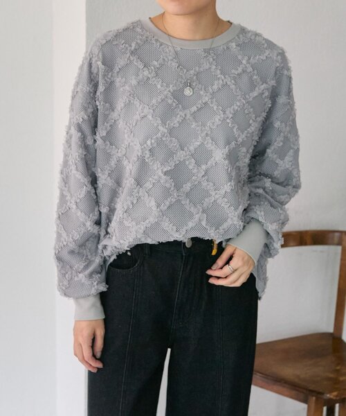 ear PAPILLONNER（イアパピヨネ）の「シアーレーススウェット【SUM1 STYLE】（Tシャツ/カットソー・レディース・ライトグレー/ブラック・FREE）」の19枚目の写真