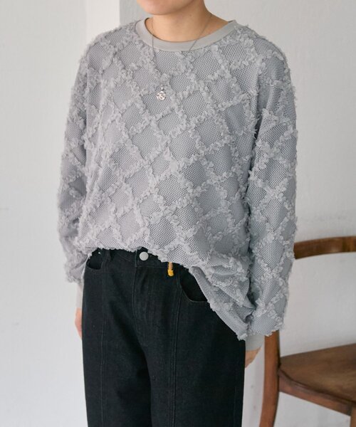 ear PAPILLONNER（イアパピヨネ）の「シアーレーススウェット【SUM1 STYLE】（Tシャツ/カットソー・レディース・ライトグレー/ブラック・FREE）」の20枚目の写真