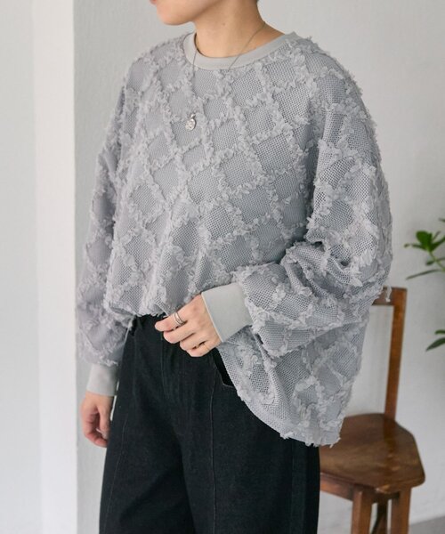 ear PAPILLONNER（イアパピヨネ）の「シアーレーススウェット【SUM1 STYLE】（Tシャツ/カットソー・レディース・ライトグレー/ブラック・FREE）」の21枚目の写真