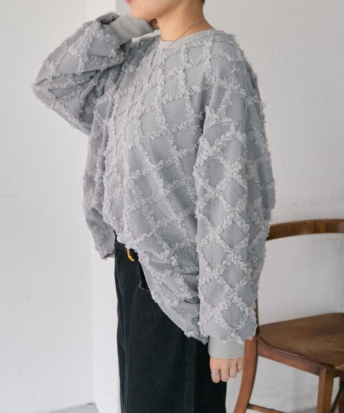 ear PAPILLONNER（イアパピヨネ）の「シアーレーススウェット【SUM1 STYLE】（Tシャツ/カットソー・レディース・ライトグレー/ブラック・FREE）」の22枚目の写真