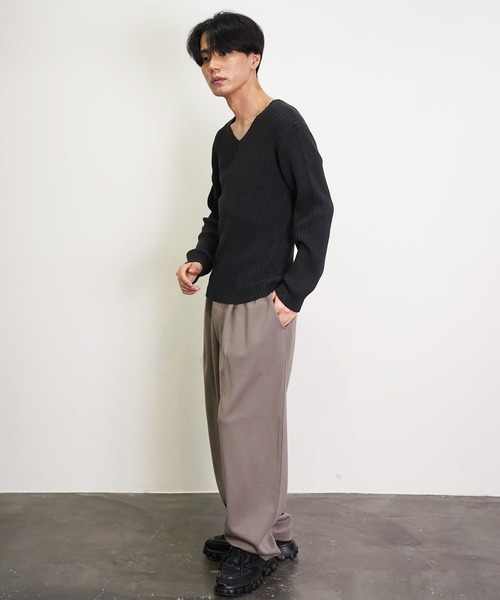 Beno（ビーノ）の「Vネックループヤーンニット（ニット/セーター・メンズ・ホワイト/ネイビー/ブラック/ワイン/チャコールグレー/杢グレー・MEDIUM/LARGE/X-LARGE）」の10枚目の写真