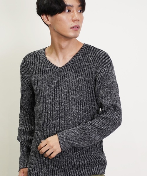 Beno（ビーノ）の「Vネックループヤーンニット（ニット/セーター・メンズ・ホワイト/ネイビー/ブラック/ワイン/チャコールグレー/杢グレー・MEDIUM/LARGE/X-LARGE）」の13枚目の写真