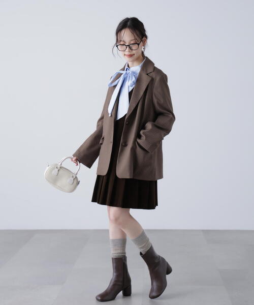 FREE'S MART(フリーズマート)の「◆ローウエストプリーツジャンパースカート(ジャンパースカート・レディース・ブラウン/ネイビー・SMALL/MEDIUM)」の11枚目の写真