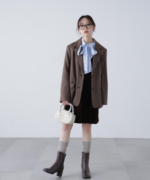 FREE'S MART(フリーズマート)の「◆ローウエストプリーツジャンパースカート(ジャンパースカート・レディース・ブラウン/ネイビー・SMALL/MEDIUM)」の13枚目の写真