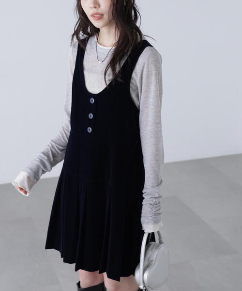 FREE'S MART(フリーズマート)の「◆ローウエストプリーツジャンパースカート(ジャンパースカート・レディース・ブラウン/ネイビー・SMALL/MEDIUM)」の18枚目の写真