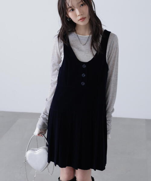 FREE'S MART(フリーズマート)の「◆ローウエストプリーツジャンパースカート(ジャンパースカート・レディース・ブラウン/ネイビー・SMALL/MEDIUM)」の20枚目の写真