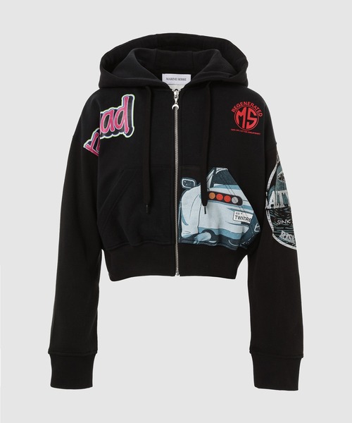 REGENERATED GRAPHIC JERSEY CROPPED ZIPPED HOODIE（パーカー