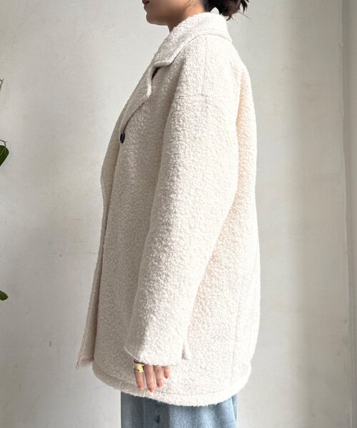 DouDou（ドゥドゥ）の「【WEB限定】ボアダウンダブルテーラードコート（その他アウター・レディース・オフホワイト/ブラック・FREE）」の14枚目の写真