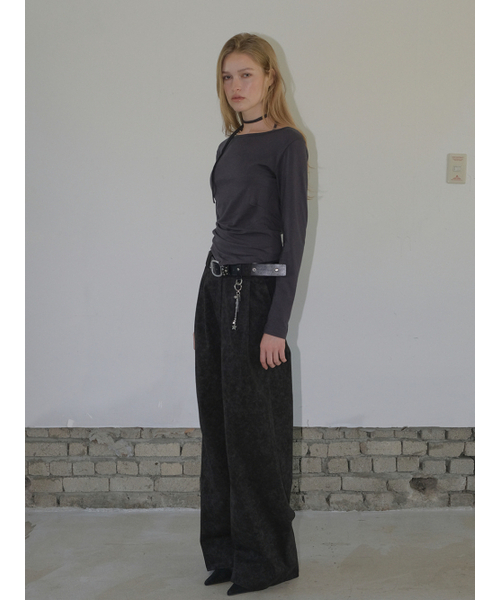 ETMON(エトモン)の「Boat-Neck Strap T-Shirt, Charcoal(Tシャツ/カットソー・レディース・その他・F)」の4枚目の写真