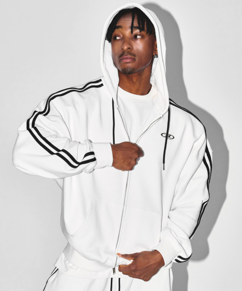 CHROME B TRACK LINE HOODIE ZIP-UP [WHITE]（ジャージ）｜BORN TO WIN