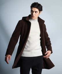 MK MICHEL KLEIN HOMME  | 【4サイズ展開/フード着脱/ストレッチ】フード付きコート/RETECメルトン(ステンカラーコート)